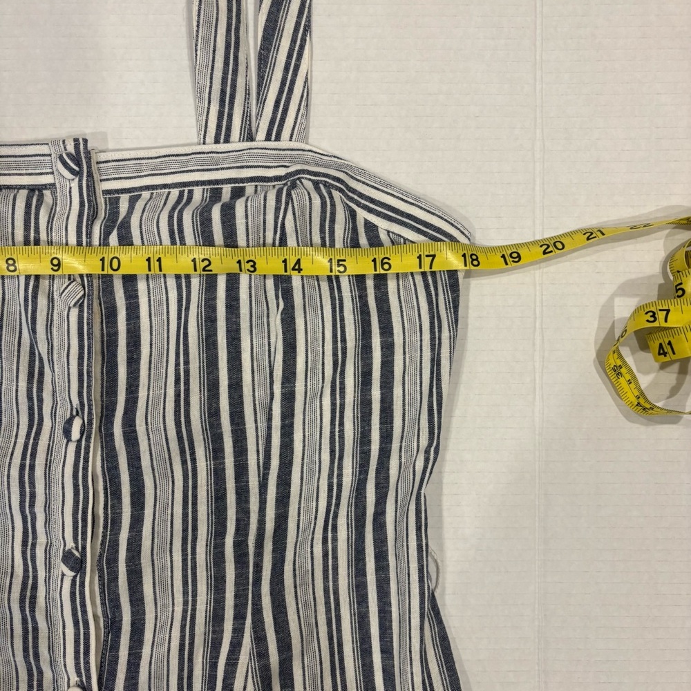 Striped Button-Down Shift Dress Navy and White Size Large 100% Cotton - Picture 8 of 9
